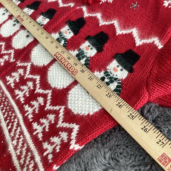Vintage Croft & Barrow Snowman Christmas Zip Front Cardigan Sweater Red Size XL - Picture 9 of 11